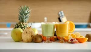 Stock Video Healthy Diet Promoting Fresh Fruit Smoothies Animated Wallpaper