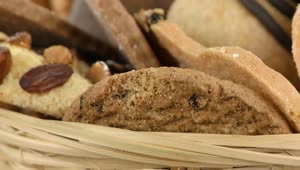 Stock Video Healthy Cookies In A Basket Close Up Animated Wallpaper
