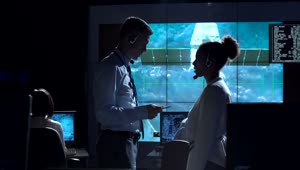 Stock Video Having A Conversation In Space Control Center Animated Wallpaper