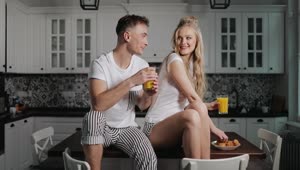 Stock Video Happy Young Couple Enjoy Romantic Midnight Snacks Animated Wallpaper