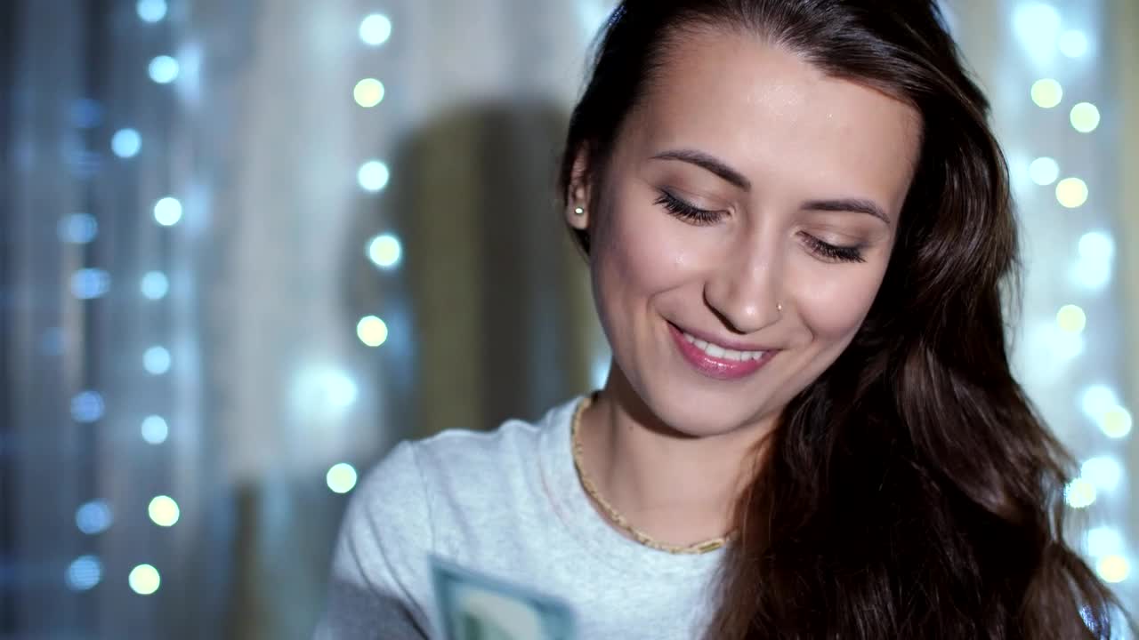 Download Stock Video Happy Woman Imagining While Holding Bills Animated Wallpaper