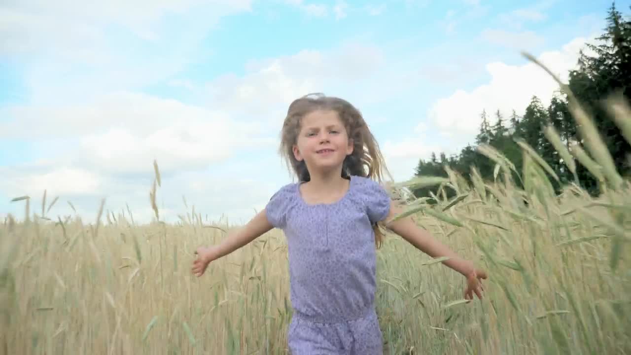 Download Stock Video Happy Little Girl Running Through Field Animated Wallpaper