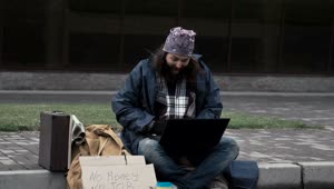 Stock Video Happy Expressive Homeless Man Animated Wallpaper