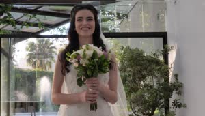 Stock Video Happy Bride Walking With Her Bouquet Animated Wallpaper