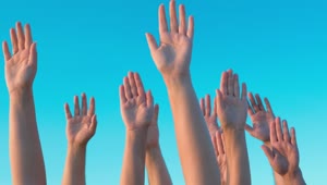 Stock Video Hands Held Up Against A Blue Sky Animated Wallpaper