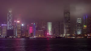 Stock Video Landscape Of Skyscrapers In Hong Kong At Night Animated Wallpaper