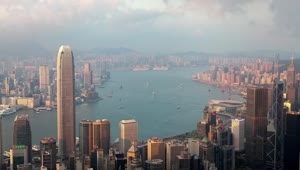 Stock Video Landscape Of Hong Kong Harbor And City Buildings Animated Wallpaper