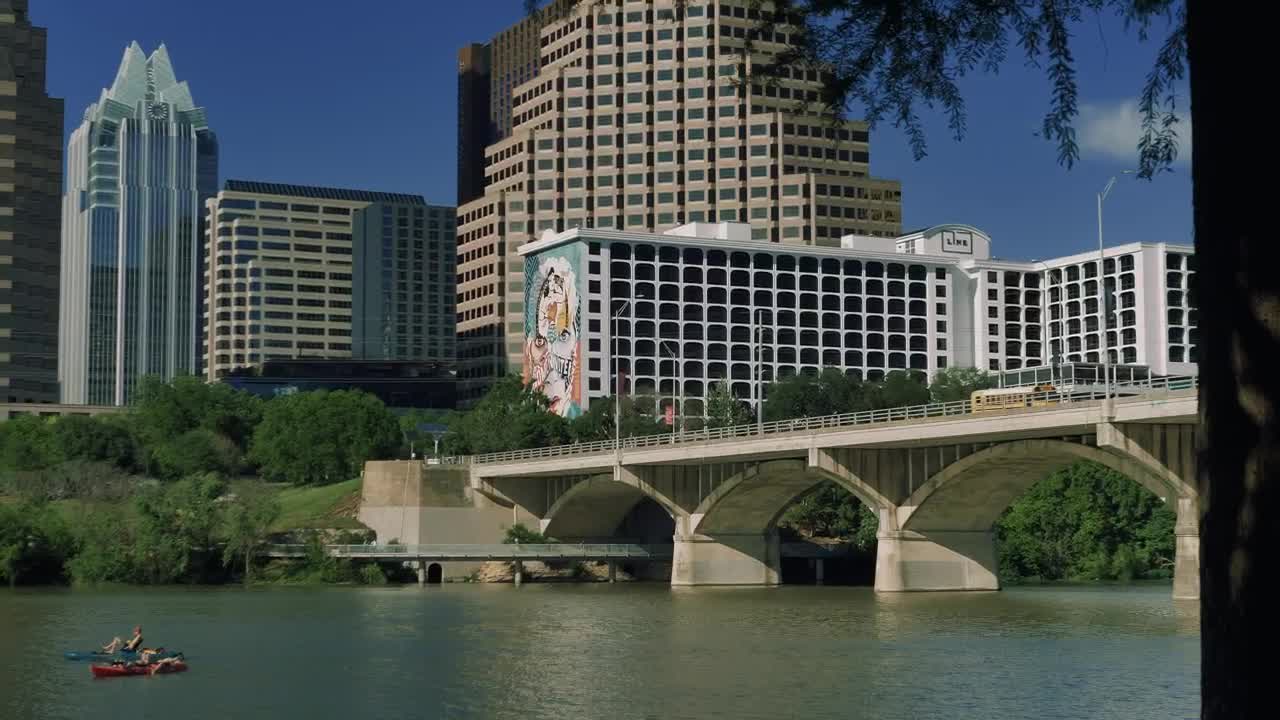 Download Stock Video Landscape Around A River In A Big City Animated Wallpaper