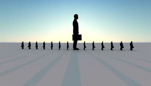 Stock Video Man In Nowhere In A Row Of Miniature Men Animated Wallpaper