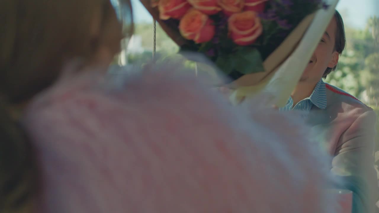 Download Stock Video Man Giving Flowers On Valentines Day Animated Wallpaper