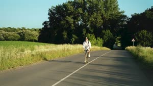 Stock Video Man Enjoys Bicycle Ride In Sunny Countryside Animated Wallpaper