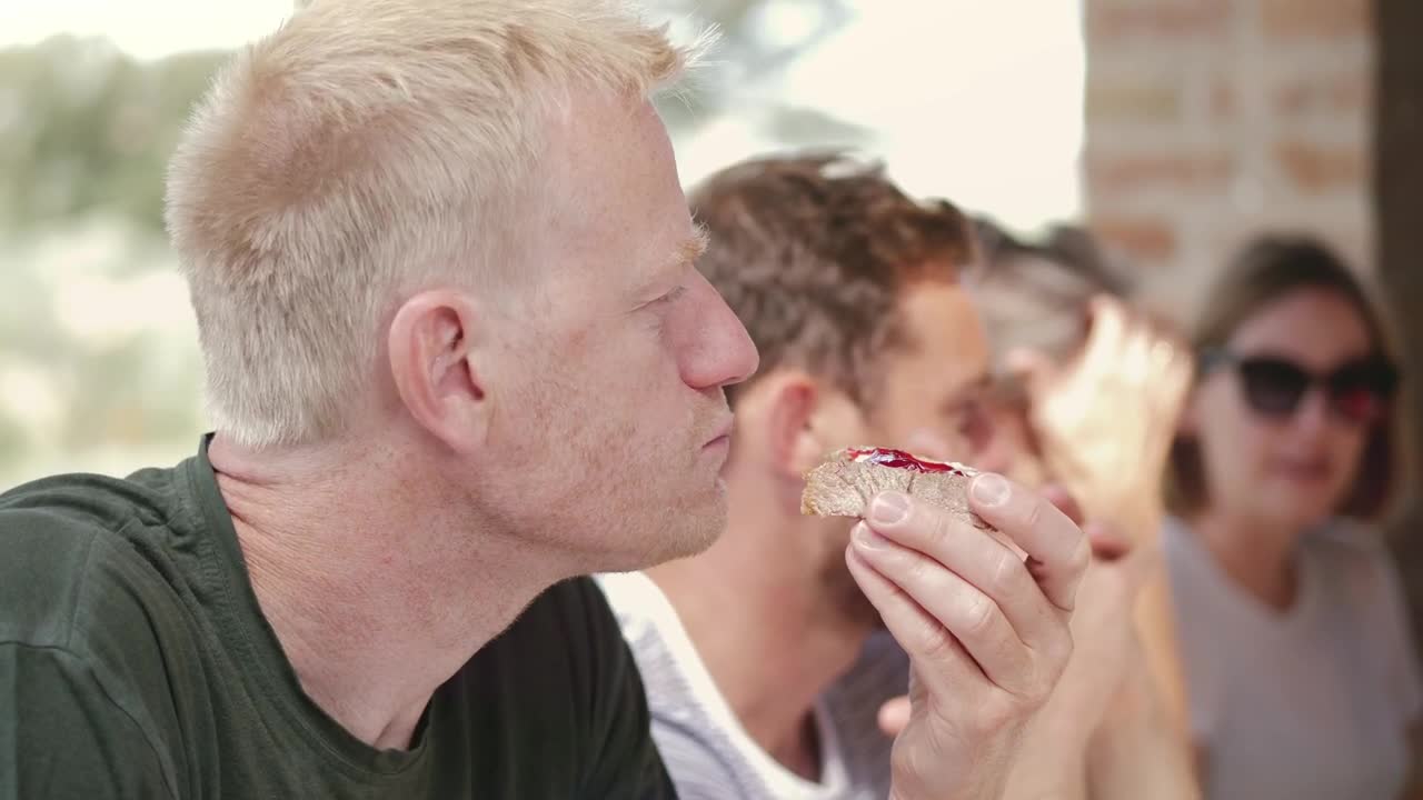 Download Stock Video Man Eating Breakfast Toast Animated Wallpaper