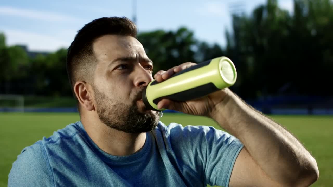 Download Stock Video Man Drinking Water After Exercise Animated Wallpaper