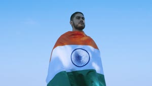 Stock Video Man Covered With Flag Of India Animated Wallpaper