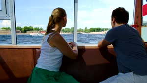 Stock Video Man And Woman Enjoying A Boat Tour Animated Wallpaper
