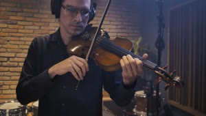 Stock Video Male Violinist Recording In A Studio Animated Wallpaper
