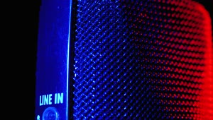 Stock Video Macro Shot Of A Microphone With Red And Blue Light Animated Wallpaper