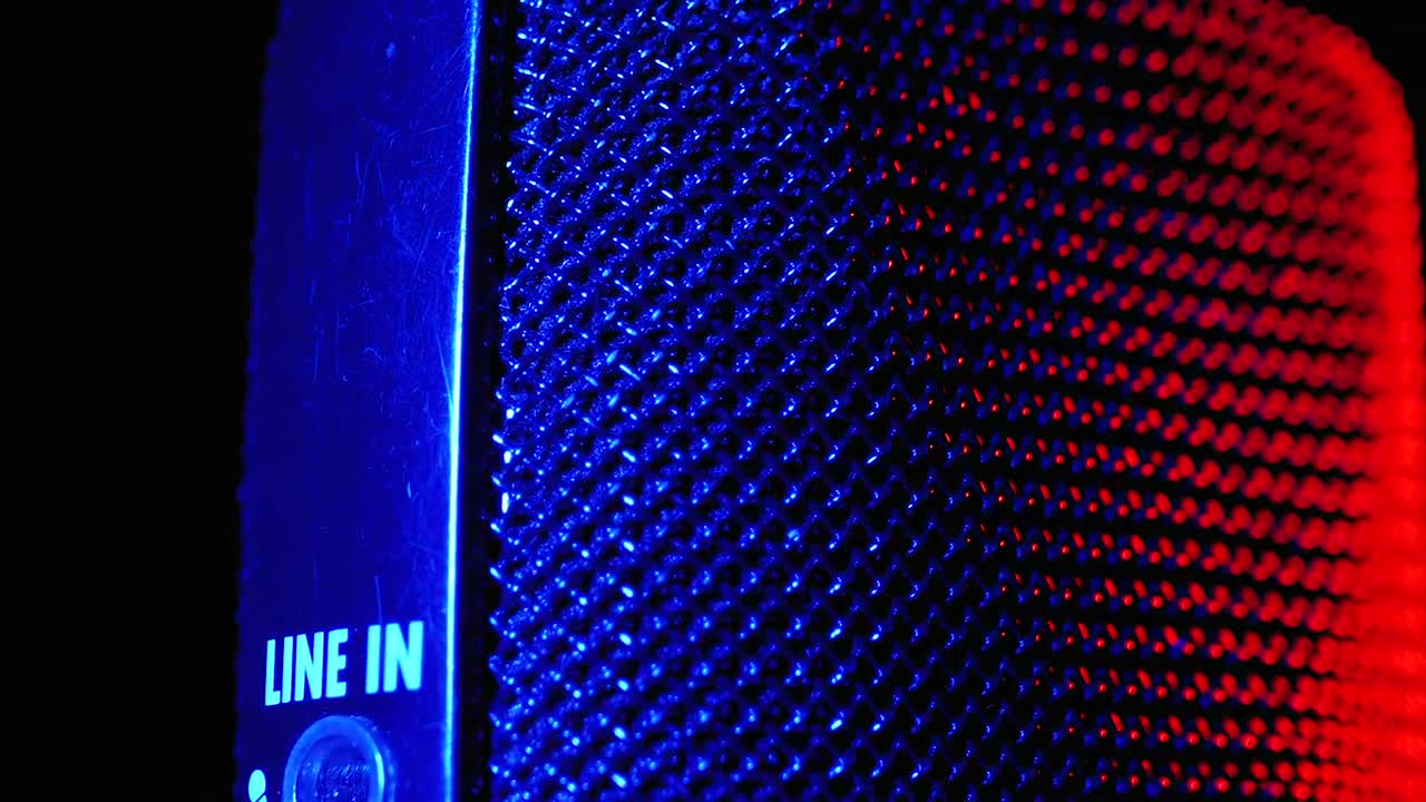 Download Stock Video Macro Shot Of A Microphone With Red And Blue Light Animated Wallpaper