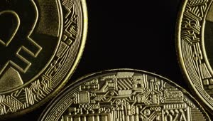 Stock Video Macro Close Up Of Bitcoin Coins Animated Wallpaper