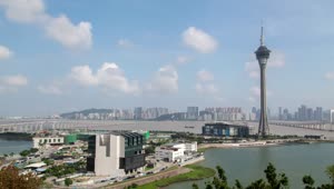 Stock Video Macau Tower And The Cityscape Animated Wallpaper