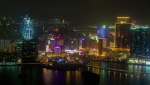 Stock Video Macau Cityscape At Night Animated Wallpaper