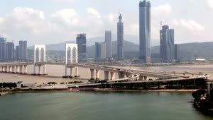 Stock Video Macau Bridge And The City Landscape Animated Wallpaper