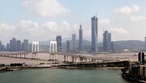 Stock Video Macao Bridge And Skyscraper Animated Wallpaper
