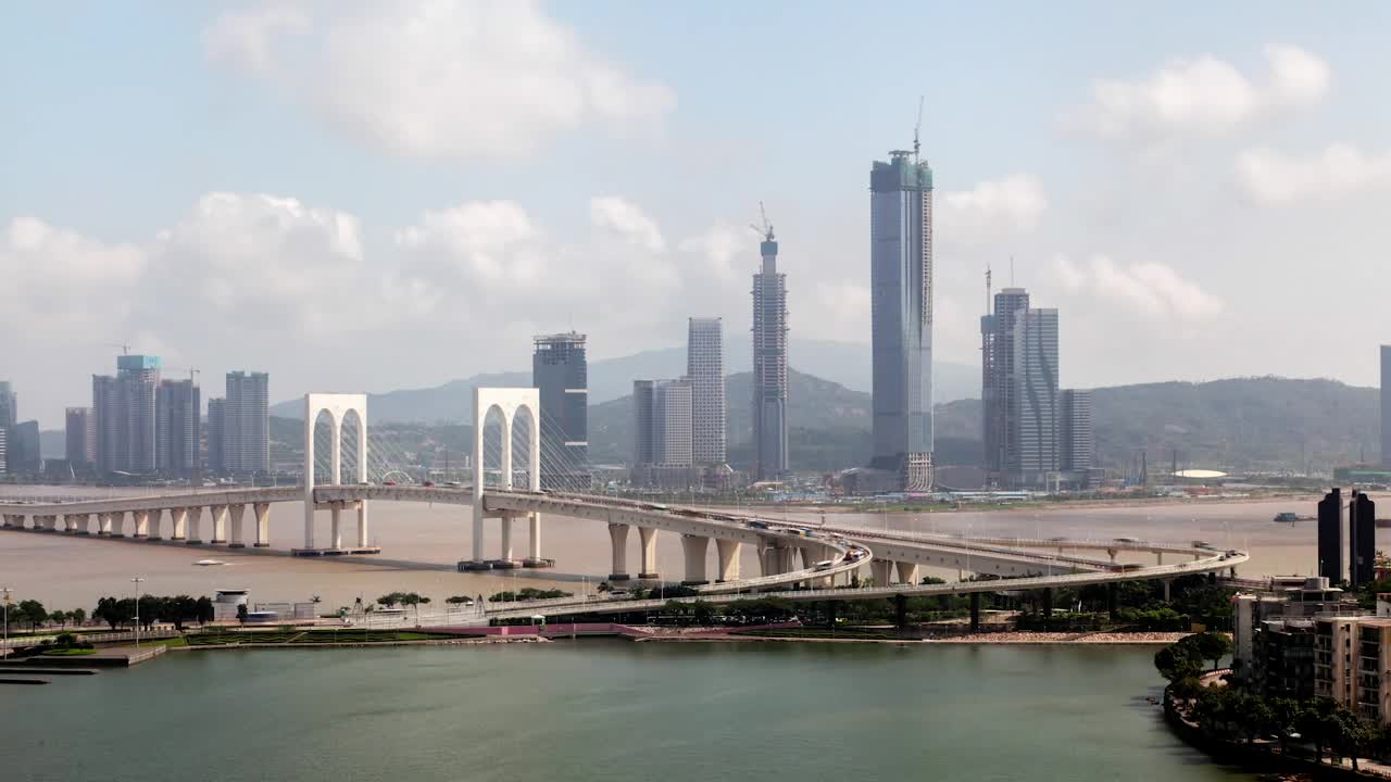 Download Stock Video Macao Bridge And Skyscraper Animated Wallpaper