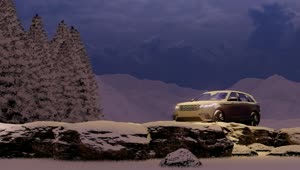 Stock Video Luxury Vehicle In A Snowing Forest Animated Wallpaper