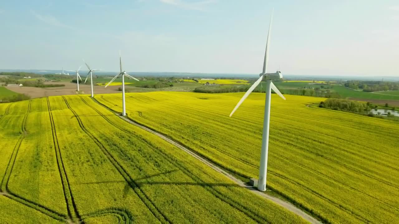 Download Stock Video Long Line Of Wind Turbines Animated Wallpaper