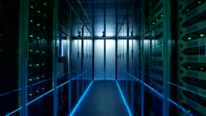 Stock Video Long Hallway In Data Center Animated Wallpaper