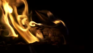 Stock Video Log Fire Burning At Night Animated Wallpaper