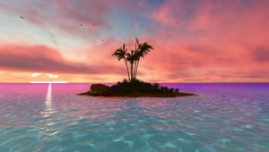 Stock Video Little Tropical Island At Sunset Animated Wallpaper