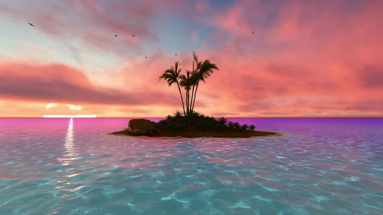 Download Stock Video Little Tropical Island At Sunset Animated Wallpaper