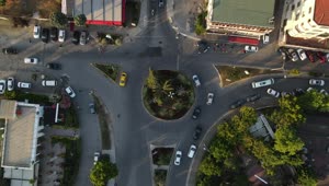 Stock Video Little Roundabout With Traffic Top Aerial View Animated Wallpaper