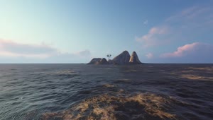 Stock Video Little Rocky Island In The Sea Animated Wallpaper