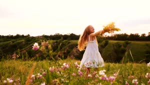 Stock Video Little Girl Spinning With A Bouquet Animated Wallpaper