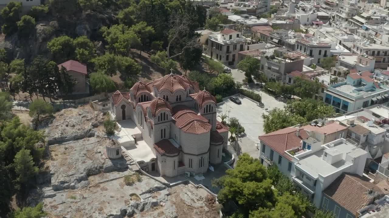 Download Stock Video Little Church In Athens Aerial Shot Animated Wallpaper