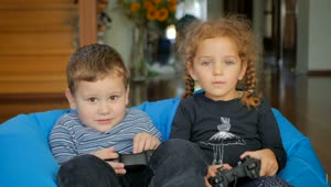 Stock Video Little Children Playing Video Games Animated Wallpaper