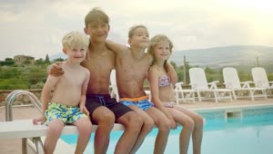 Stock Video Little Children Playing By A Pool Animated Wallpaper