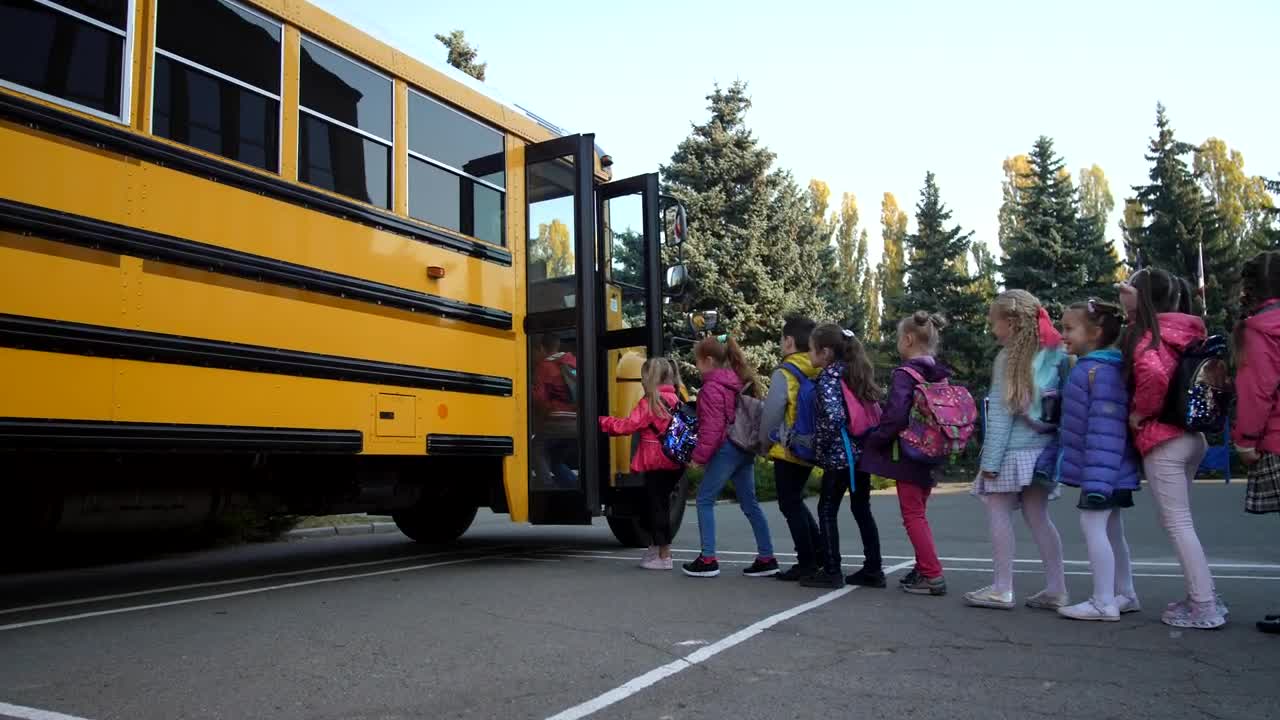 Download Stock Video Lined Up To Board A Bus Animated Wallpaper