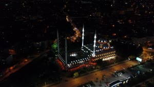 Stock Video Lights Over A Mosque At Night Animated Wallpaper