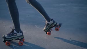 Stock Video Legs Of A Girl When Skating On Concrete Animated Wallpaper