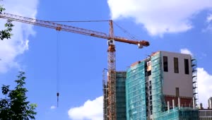 Stock Video Large Crane Over A Construction Site Smal Animated Wallpaper