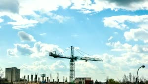 Stock Video Large Construction Crane Moving Smal Animated Wallpaper