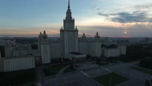 Stock Video Moscow State University As Night Draws I Animated Wallpaper