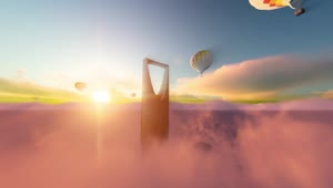 Stock Video Modern Skyscraper And Hot Air Balloons In The Sk Animated Wallpaper