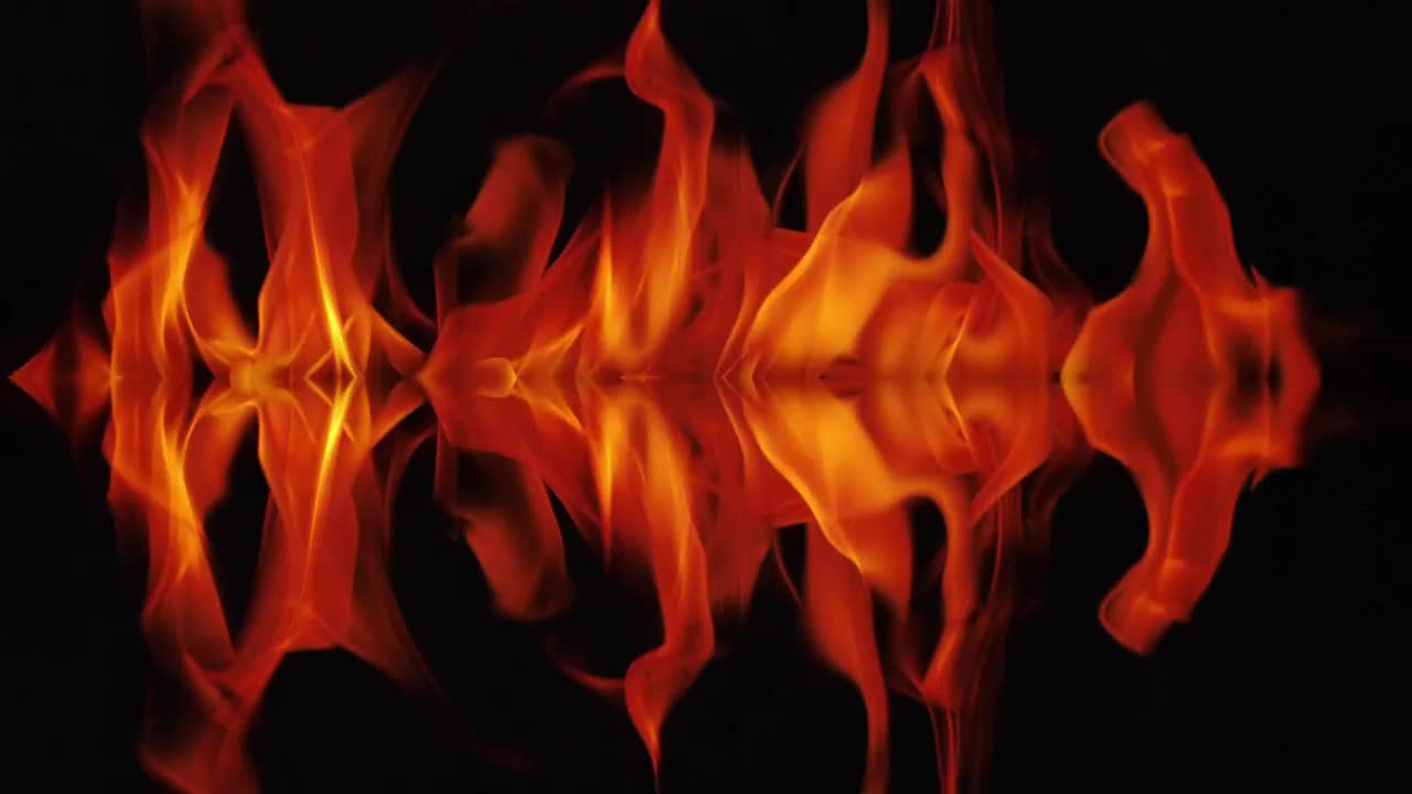 Download Stock Video Mirror Effect Of Flames Burning On A Black Backgroun Animated Wallpaper