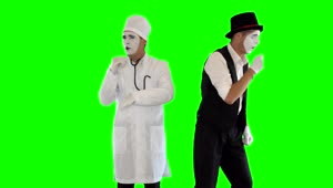 Stock Video Mimes Imitate Doctor And Sick Patient On Green Scree Animated Wallpaper