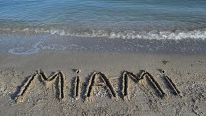 Stock Video Miami Written In The Seashore San Animated Wallpaper
